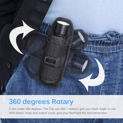 Tactical Flashlight Pouch 360 Degree Holster Rotary Torch Case Belt Torch Bag Durable Hunting Lighting Accessory Survival Kits