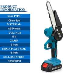 198VF 6 Inch Cordless Chain Saw Mini Handheld Pruning Saw Garden Woodworking Electric Saw Cutting Tools For Makita 18V Battery